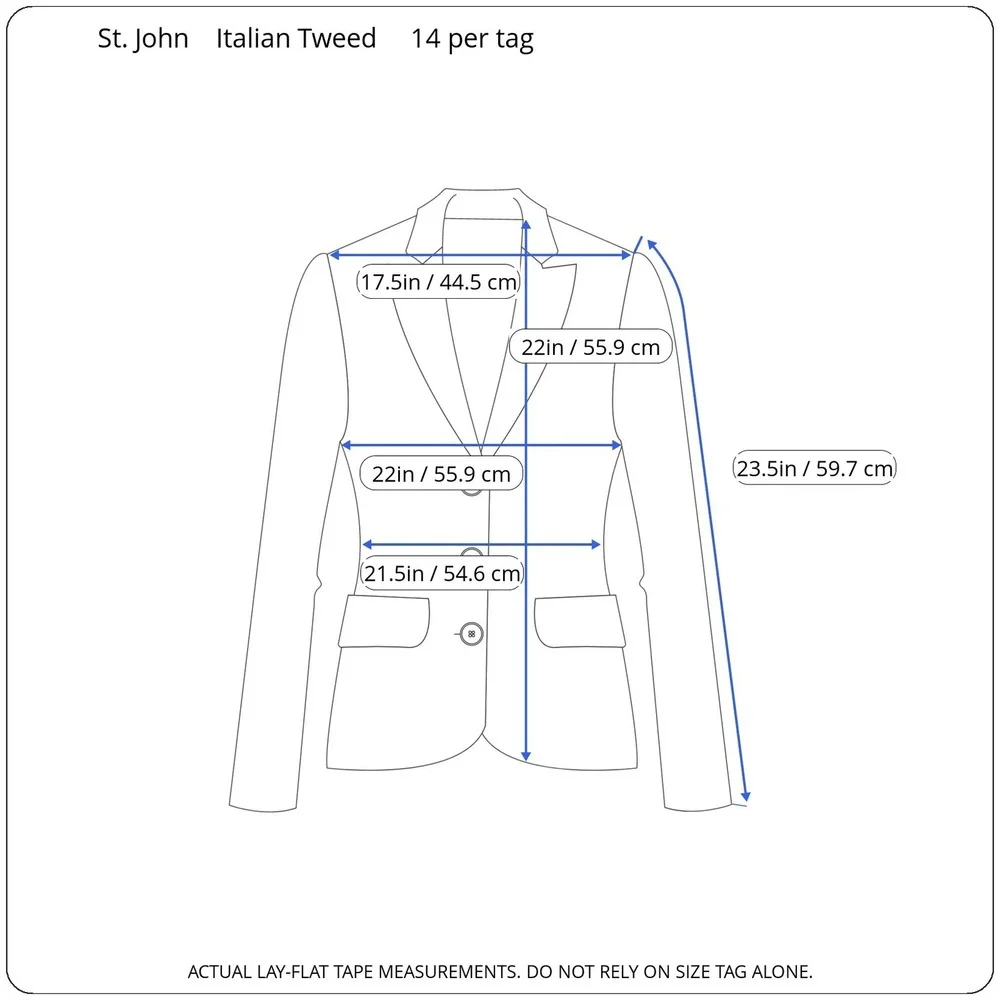 St John Tweed Knit Blazer Jacket Womens 14 Ecru‎ Ivory Fringe Beaded Luxury NWT